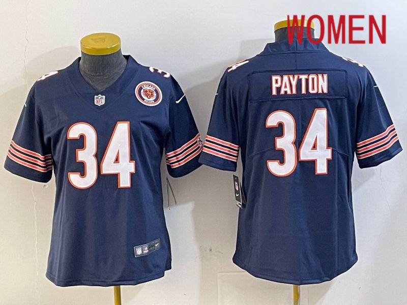 Women Chicago Bears #34 Payton Blue 2024 Nike Limited NFL Jersey style 2->women nfl jersey->Women Jersey